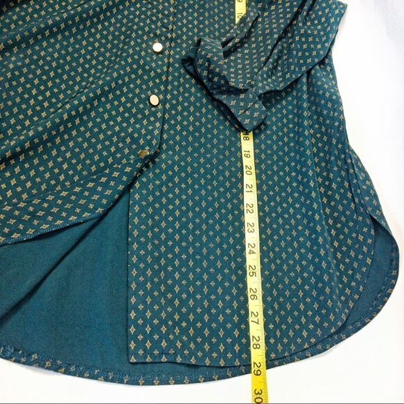 VTG 80’s Pine Green Blouse Gold Accents Sz 12/14 - Picture 11 of 12